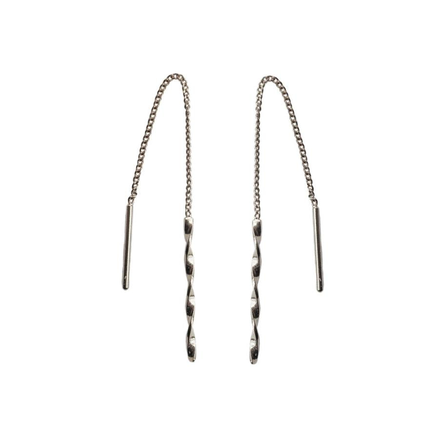 New Product: Made in Japan American Style Spiral Twisted Line Earrings, Thick Gold, Long, Available in Gold, Pink Gold, and Silver (ap-8)