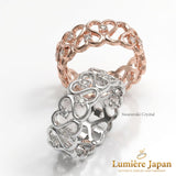 新商品｜日本製 Heart Lace Eternity Ring （ハートレース・エタニティリング） 愛を重ねた数だけ、指先に物語が生まれる。 Swarovski® Crystal ピンクゴールド プラチナ 仕上げ 2カラー展開