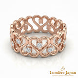 新商品｜日本製 Heart Lace Eternity Ring （ハートレース・エタニティリング） 愛を重ねた数だけ、指先に物語が生まれる。 Swarovski® Crystal ピンクゴールド プラチナ 仕上げ 2カラー展開