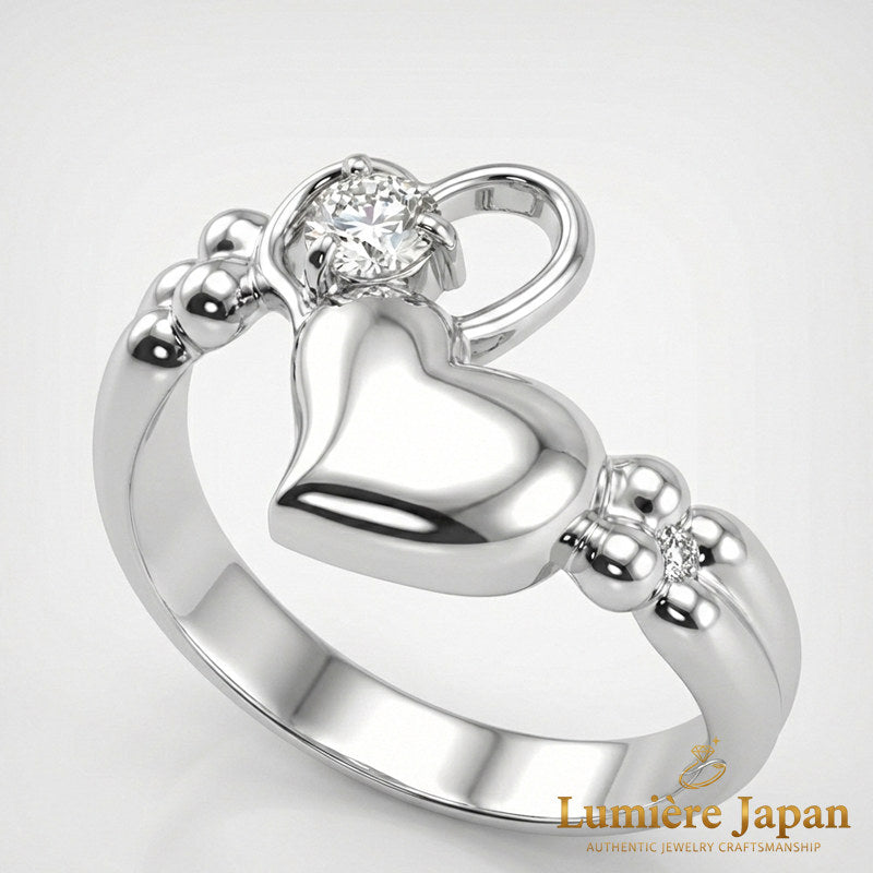新商品｜日本製 Jump Heart CZ Ring（ジャンプハートCZリング） 手元で跳ねる、可愛いの一歩先へ。 ピンクゴールド プラチナ 仕上げ 2カラー展開
