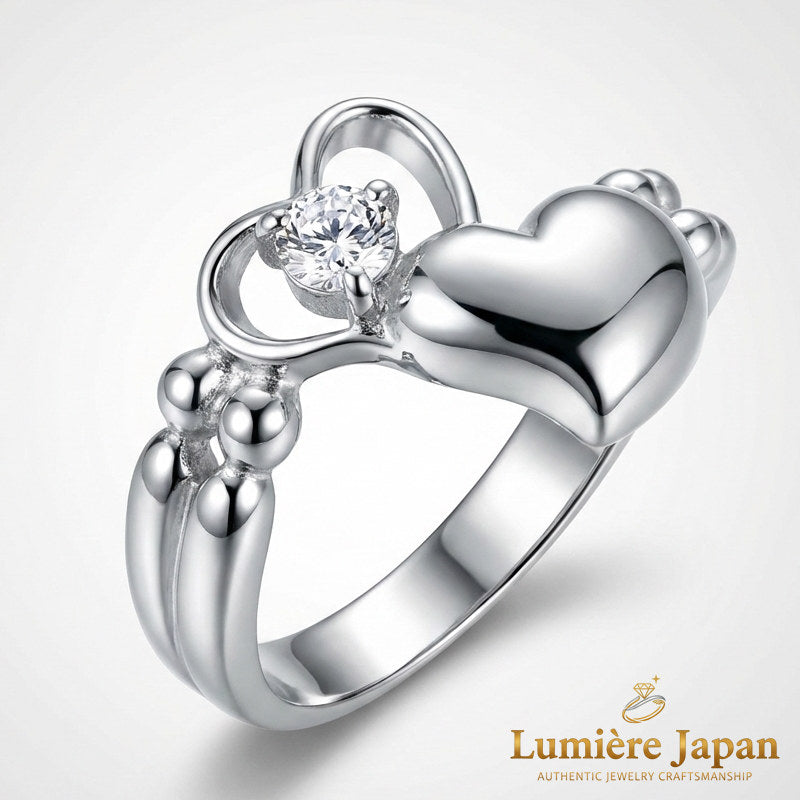 新商品｜日本製 Jump Heart CZ Ring（ジャンプハートCZリング） 手元で跳ねる、可愛いの一歩先へ。 ピンクゴールド プラチナ 仕上げ 2カラー展開