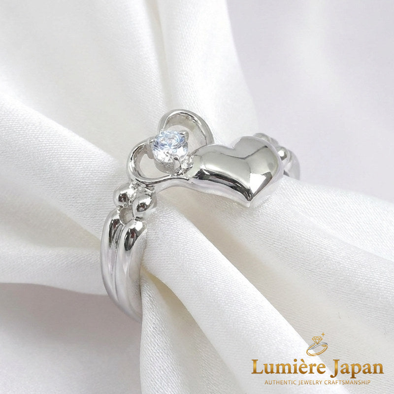 新商品｜日本製 Jump Heart CZ Ring（ジャンプハートCZリング） 手元で跳ねる、可愛いの一歩先へ。 ピンクゴールド プラチナ 仕上げ 2カラー展開