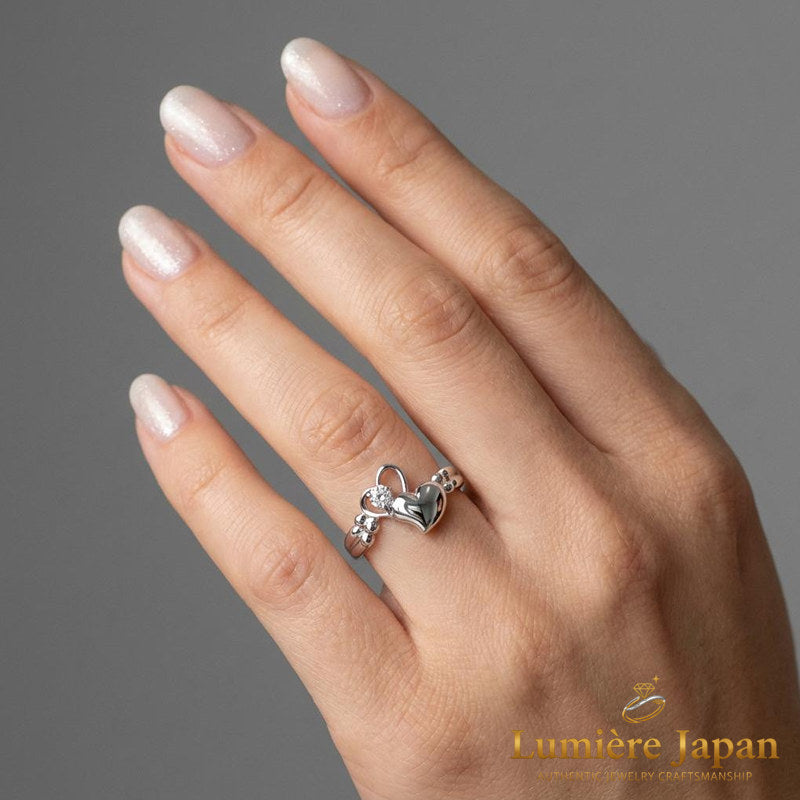 新商品｜日本製 Jump Heart CZ Ring（ジャンプハートCZリング） 手元で跳ねる、可愛いの一歩先へ。 ピンクゴールド プラチナ 仕上げ 2カラー展開