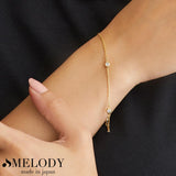 New Stone Station Bracelet Bangle br-n24 Women's Made in Japan Jewelry Long Gold and Silver Colors (br-n24)
