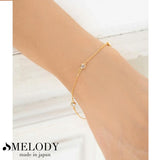New Stone Station Bracelet Bangle br-n24 Women's Made in Japan Jewelry Long Gold and Silver Colors (br-n24)