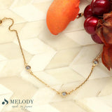 New Stone Station Bracelet Bangle br-n24 Women's Made in Japan Jewelry Long Gold and Silver Colors (br-n24)