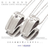 Diamond cross heart pair necklace