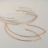 New Hoop Earrings with Curved Hooks, Large, GP Finish, Made in Japan, Available in Gold, Pink Gold, and Silver (fp-n8)