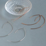 New Hoop Earrings with Curved Hooks, Large, GP Finish, Made in Japan, Available in Gold, Pink Gold, and Silver (fp-n8)