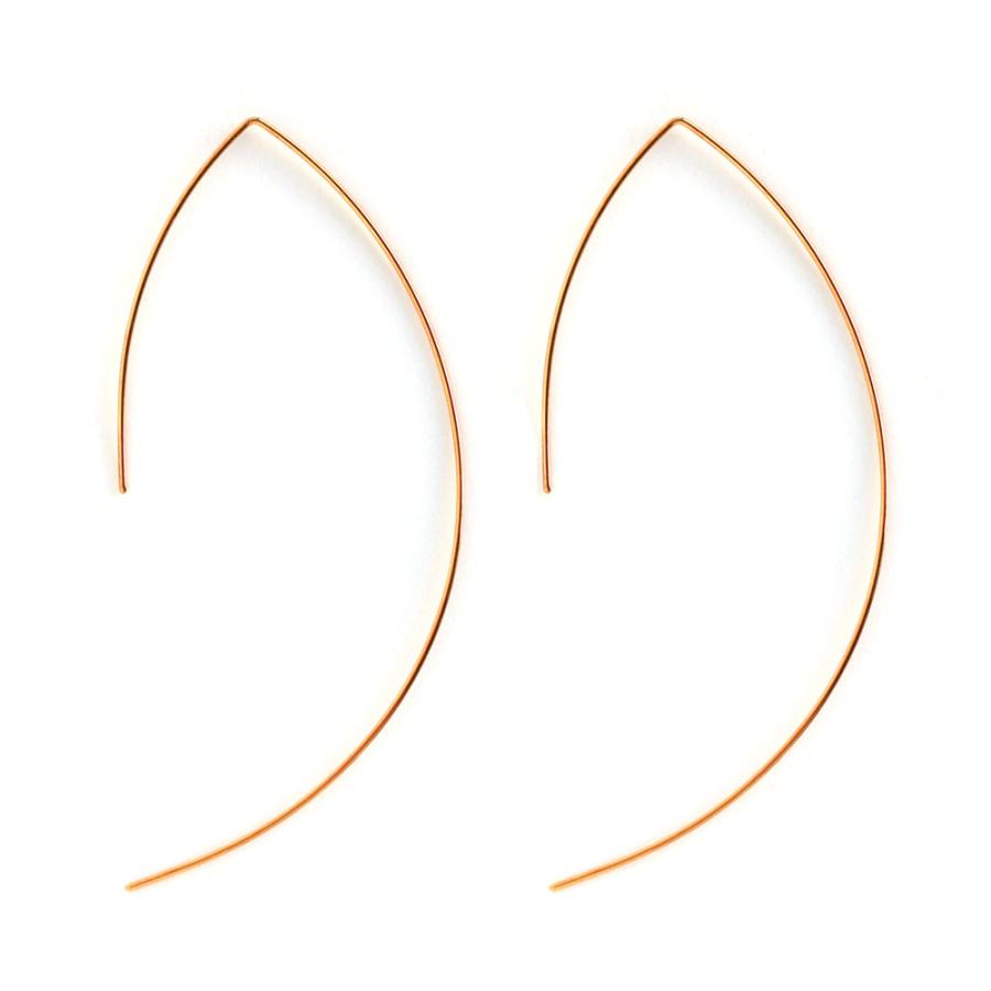 New Hoop Earrings with Curved Hooks, Large, GP Finish, Made in Japan, Available in Gold, Pink Gold, and Silver (fp-n8)
