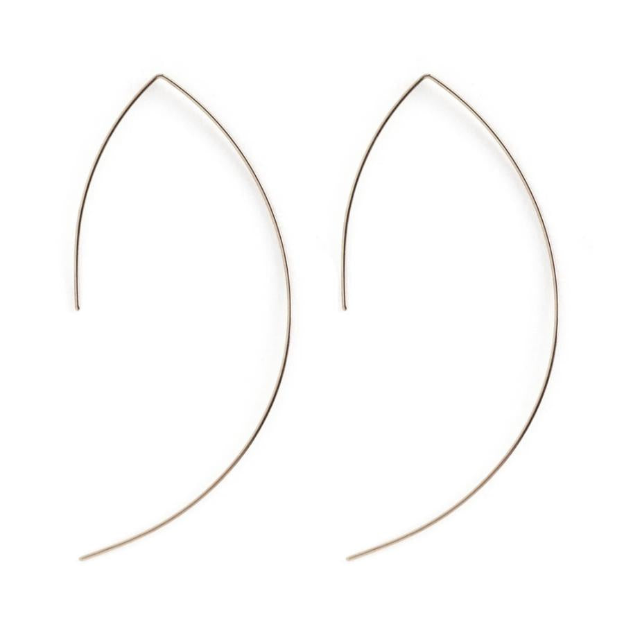 New Hoop Earrings with Curved Hooks, Large, GP Finish, Made in Japan, Available in Gold, Pink Gold, and Silver (fp-n8)