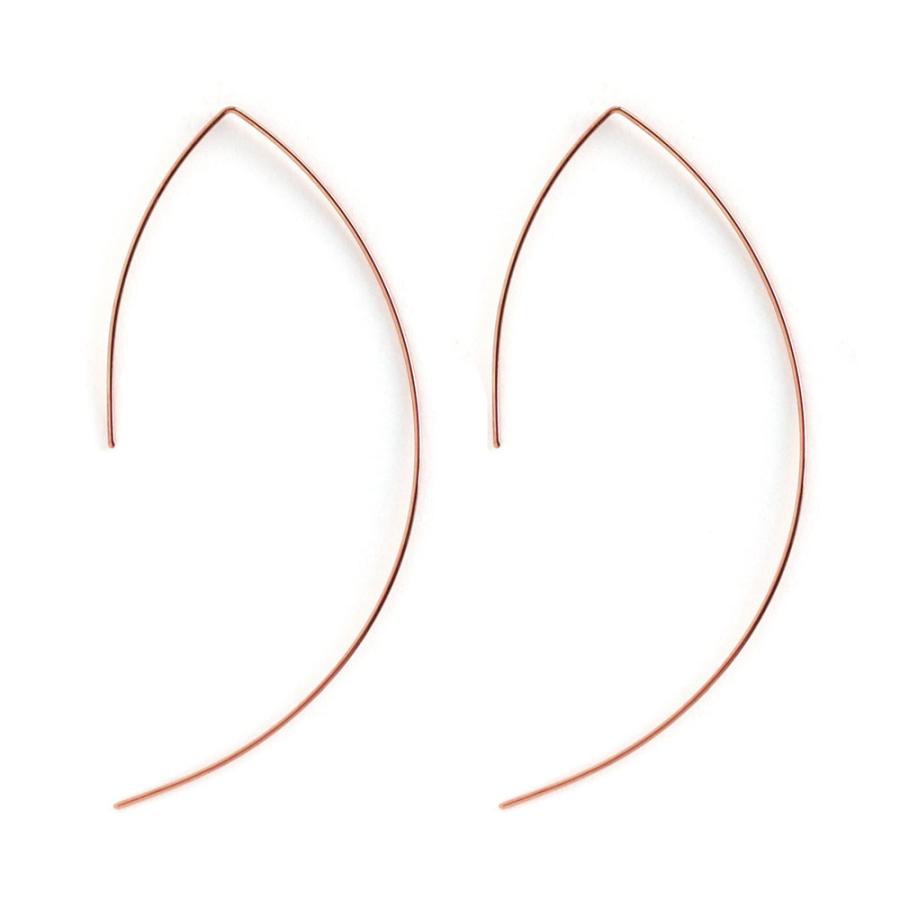 New Hoop Earrings with Curved Hooks, Large, GP Finish, Made in Japan, Available in Gold, Pink Gold, and Silver (fp-n8)