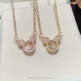 [New Release Commemorative Price Until 6/25!] New Product Necklace for Women, Happy Mouse, CZ Diamond, Dancing Stone, Gold, Rose Gold, Platinum Finish, Available in 3 Colors, Cute, Women's Gift, Present