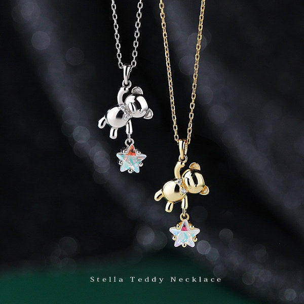 新発売記念セール！7/7まで | 新商品 ネックレス レディース ステラ・テディ ネックレス|Stella Teddy Necklace テディベア 熊 くま スター 星 可愛い シルバー925 ゴールド プラチナ仕上げ 人気 女性 お祝いギフト プレゼント