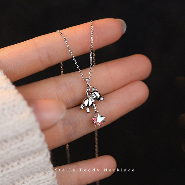 新発売記念セール！7/7まで | 新商品 ネックレス レディース ステラ・テディ ネックレス|Stella Teddy Necklace テディベア 熊 くま スター 星 可愛い シルバー925 ゴールド プラチナ仕上げ 人気 女性 お祝いギフト プレゼント