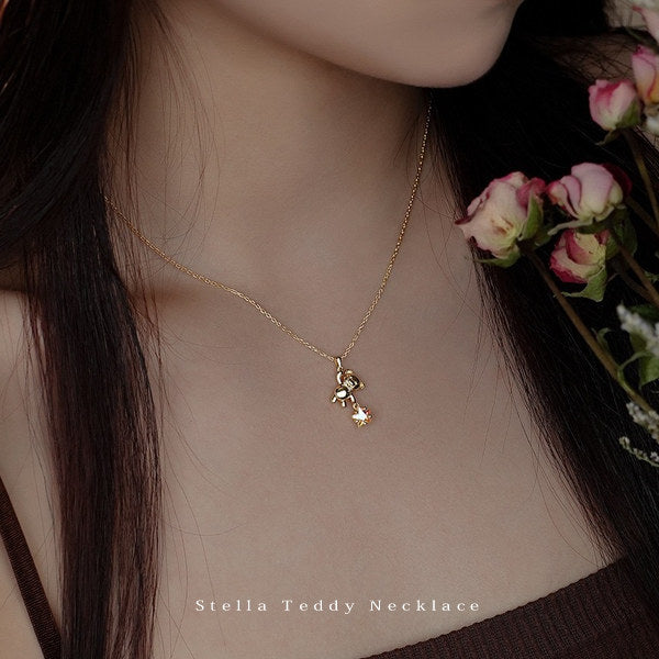 新発売記念セール！7/7まで | 新商品 ネックレス レディース ステラ・テディ ネックレス|Stella Teddy Necklace テディベア 熊 くま スター 星 可愛い シルバー925 ゴールド プラチナ仕上げ 人気 女性 お祝いギフト プレゼント