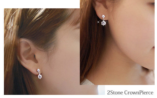 Women's luxury 2-piece earrings platinum finish women's birthday gift present