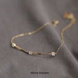 本日限定！新発売記念セール！新商品 ブレスレット レディース 極細 スティック チェーン カーブ 3粒 上品 14kゴールド プラチナコーテイング 大人可愛い 重ね付け 大人可愛い 重ね付け 誕生日 ギフト プレゼント セール