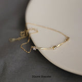 本日限定！新発売記念セール！新商品 ブレスレット レディース 極細 スティック チェーン カーブ 3粒 上品 14kゴールド プラチナコーテイング 大人可愛い 重ね付け 大人可愛い 重ね付け 誕生日 ギフト プレゼント セール