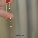 本日限定！新発売記念セール！新商品 ブレスレット レディース 極細 スティック チェーン カーブ 3粒 上品 14kゴールド プラチナコーテイング 大人可愛い 重ね付け 大人可愛い 重ね付け 誕生日 ギフト プレゼント セール