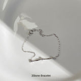 本日限定！新発売記念セール！新商品 ブレスレット レディース 極細 スティック チェーン カーブ 3粒 上品 14kゴールド プラチナコーテイング 大人可愛い 重ね付け 大人可愛い 重ね付け 誕生日 ギフト プレゼント セール