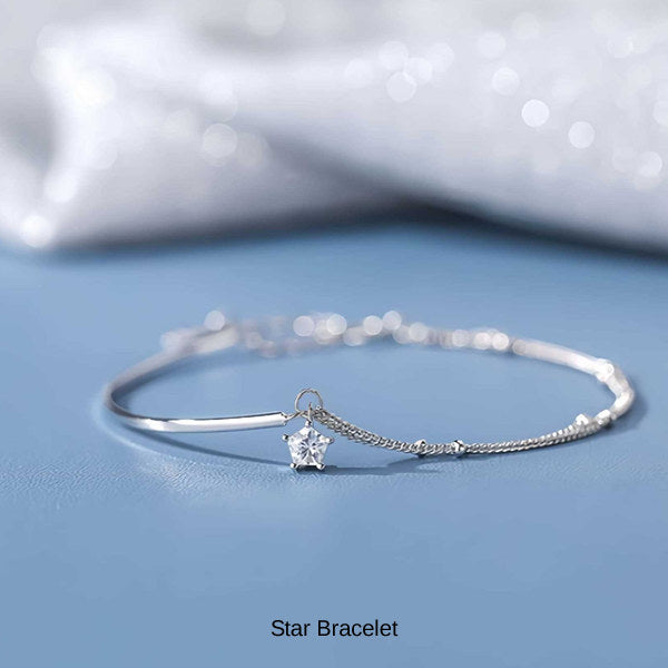 新商品 ブレスレット レディース 星 スター 2連 バー オシャレ 大人可愛い プラチナ仕上げ 誕生日 ギフト プレゼント セール