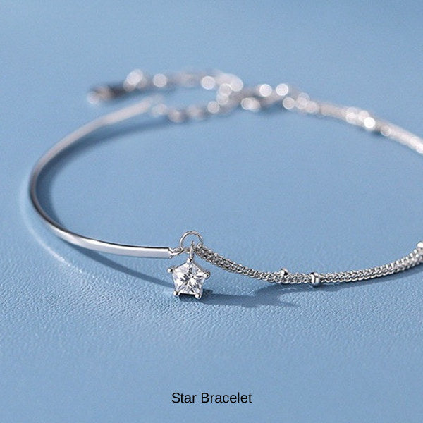 新商品 ブレスレット レディース 星 スター 2連 バー オシャレ 大人可愛い プラチナ仕上げ 誕生日 ギフト プレゼント セール