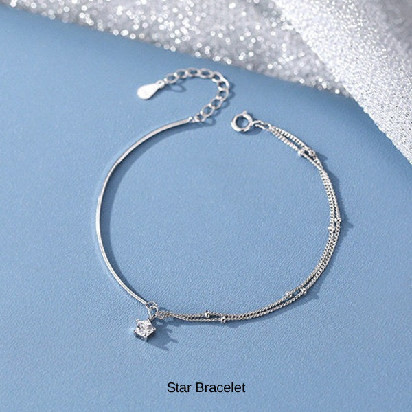 新商品 ブレスレット レディース 星 スター 2連 バー オシャレ 大人可愛い プラチナ仕上げ 誕生日 ギフト プレゼント セール