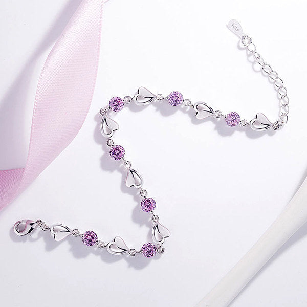 ブレスレット レディース 計2カラット G Jewelry 最高峰 ハート エタニティ ブレスレット プラチナ仕上げ 選べる3色 誕生日 ギフト プレゼント