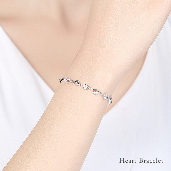 ブレスレット レディース 計2カラット G Jewelry 最高峰 ハート エタニティ ブレスレット プラチナ仕上げ 選べる3色 誕生日 ギフト プレゼント