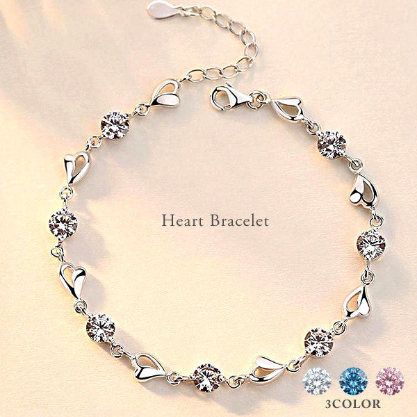 ブレスレット レディース 計2カラット G Jewelry 最高峰 ハート エタニティ ブレスレット プラチナ仕上げ 選べる3色 誕生日 ギフト プレゼント