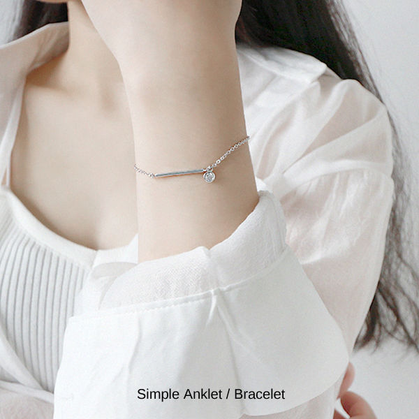 新商品 アンクレット レディース 一粒 ブレスレット シンプル プラチナ 仕上 大人可愛い 重ね付け 誕生日 ギフト プレゼント セール