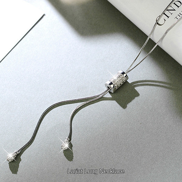 新商品 ロングネックレス レディース ラリエット 調節可能 キラキラ 縦ライン チェーン シルバー ゴールド レディース ギフト プレゼント