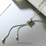 新商品 ロングネックレス レディース ラリエット 調節可能 キラキラ 縦ライン チェーン シルバー ゴールド レディース ギフト プレゼント