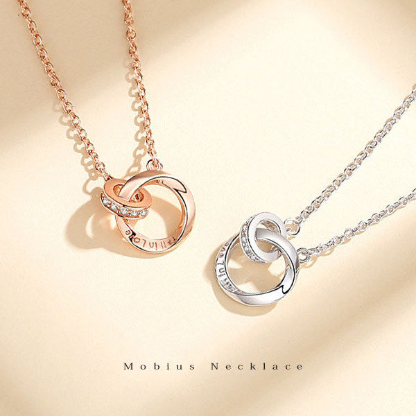 新商品 ネックレス レディース メビウス ダブルリング エタニティ ピンクゴールド プラチナ仕上げ レディース 女性 人気 ギフト プレゼント