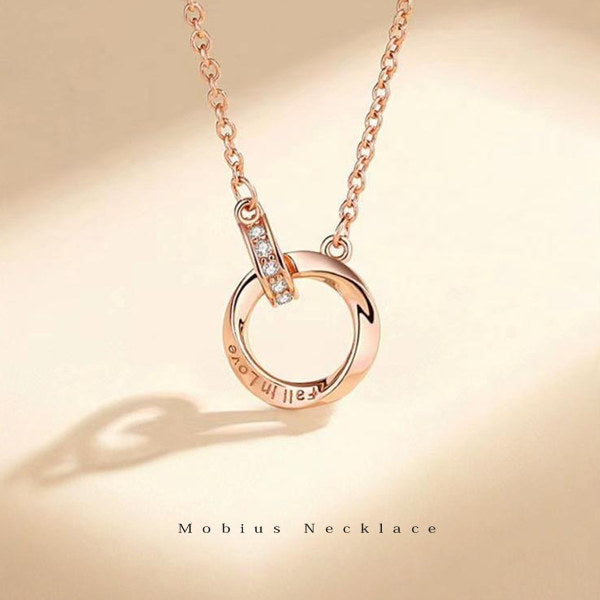 新商品 ネックレス レディース メビウス ダブルリング エタニティ ピンクゴールド プラチナ仕上げ レディース 女性 人気 ギフト プレゼント