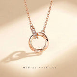 新商品 ネックレス レディース メビウス ダブルリング エタニティ ピンクゴールド プラチナ仕上げ レディース 女性 人気 ギフト プレゼント