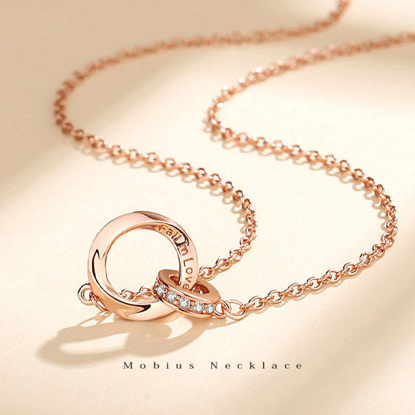 新商品 ネックレス レディース メビウス ダブルリング エタニティ ピンクゴールド プラチナ仕上げ レディース 女性 人気 ギフト プレゼント