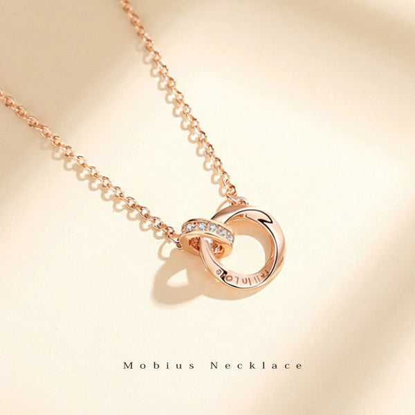 新商品 ネックレス レディース メビウス ダブルリング エタニティ ピンクゴールド プラチナ仕上げ レディース 女性 人気 ギフト プレゼント