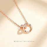 新商品 ネックレス レディース メビウス ダブルリング エタニティ ピンクゴールド プラチナ仕上げ レディース 女性 人気 ギフト プレゼント