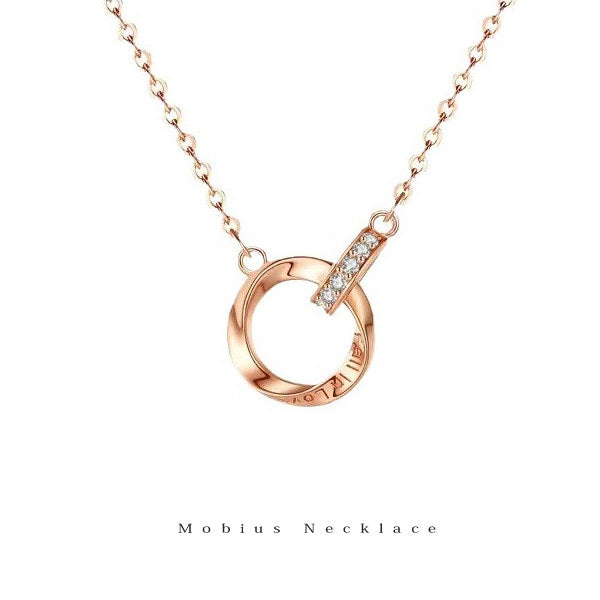 新商品 ネックレス レディース メビウス ダブルリング エタニティ ピンクゴールド プラチナ仕上げ レディース 女性 人気 ギフト プレゼント