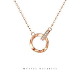 新商品 ネックレス レディース メビウス ダブルリング エタニティ ピンクゴールド プラチナ仕上げ レディース 女性 人気 ギフト プレゼント