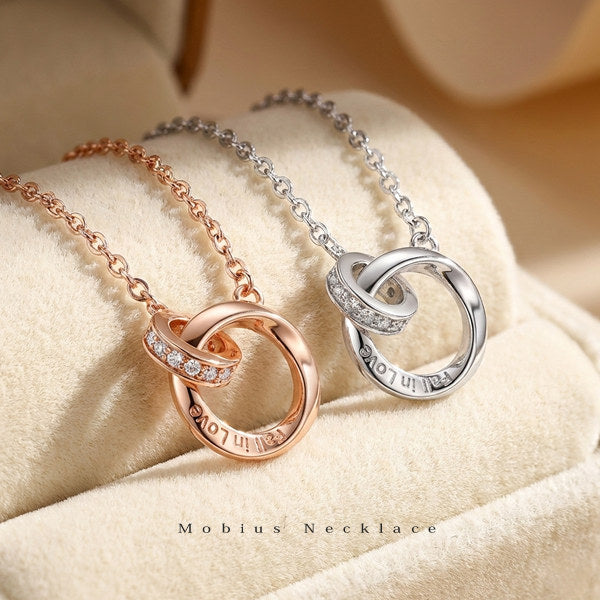 新商品 ネックレス レディース メビウス ダブルリング エタニティ ピンクゴールド プラチナ仕上げ レディース 女性 人気 ギフト プレゼント