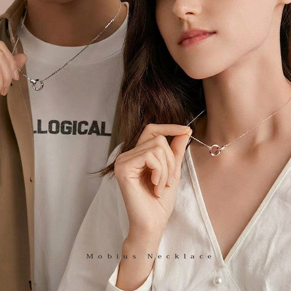 新商品 ネックレス レディース メビウス ダブルリング エタニティ ピンクゴールド プラチナ仕上げ レディース 女性 人気 ギフト プレゼント