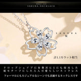 Necklace for ladies, cherry blossom, cute, luxurious, rotating 1.1 carat necklace, platinum finish, ladies' gift, present