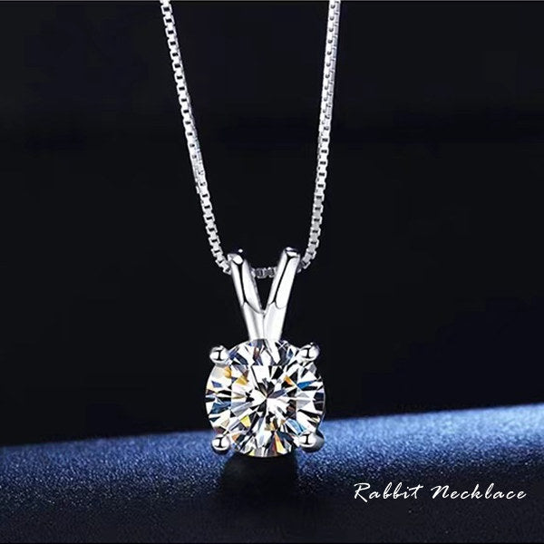新商品 ネックレス レディース ラビット うさぎ ウサギ 4つ爪 CZダイヤ 計0.8ct エレガント プラチナ仕上げ レディース 女性 人気 ギフト プレゼント