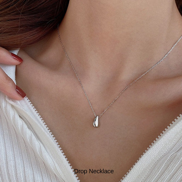 新商品 ネックレス レディース シンプル ドロップ しずく 雫 シンプル ステンレス製 カジュアル シルバー ゴールド レディース ギフト プレゼント