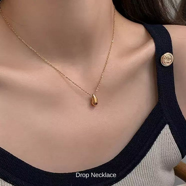新商品 ネックレス レディース シンプル ドロップ しずく 雫 シンプル ステンレス製 カジュアル シルバー ゴールド レディース ギフト プレゼント