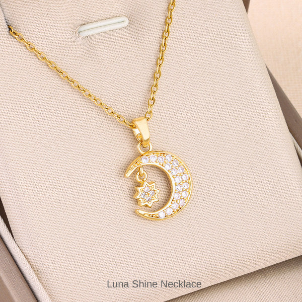 新商品 Luna Shine 月光の煌き ネックレス レディース 月 星 ムーン スター ステンレス ゴールド 可愛い レディース ギフト プレゼント