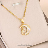 新商品 Luna Shine 月光の煌き ネックレス レディース 月 星 ムーン スター ステンレス ゴールド 可愛い レディース ギフト プレゼント